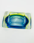 1940s GREEN COBALT BLUE SOMMERSO URANIUM GLASS BOWL