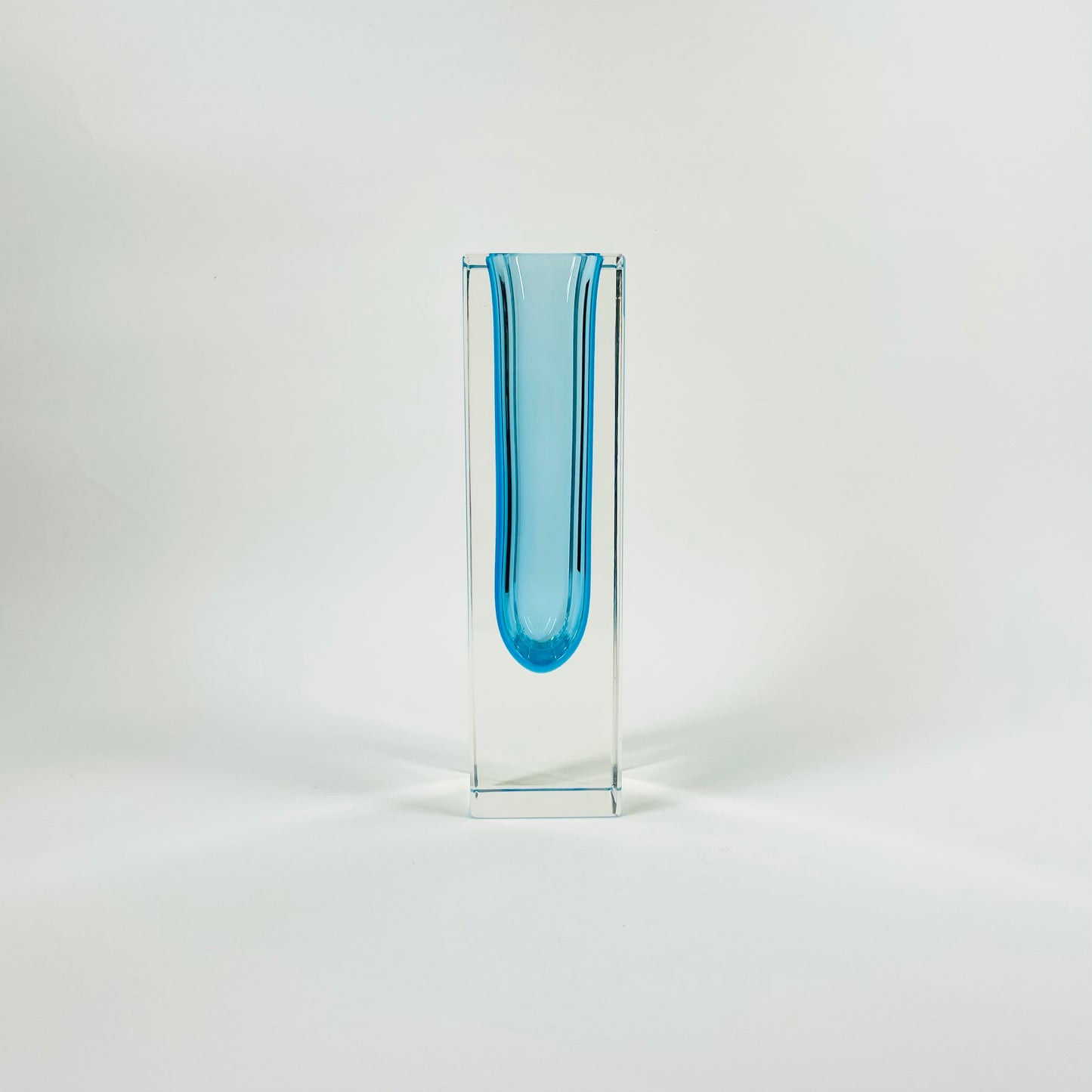 1950s TURQUOISE BLUE SMALL BLOCK MANDRUZZATO VASE