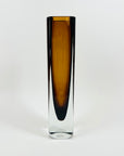 1960s SWEDISH ASEDA BROWN SOMMERSO GLASS BLOCK VASE BY BO BORGSTROM