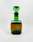 1950s ITALIAN GREEN GLASS DECANTER WITH LEATHER SLEEVE