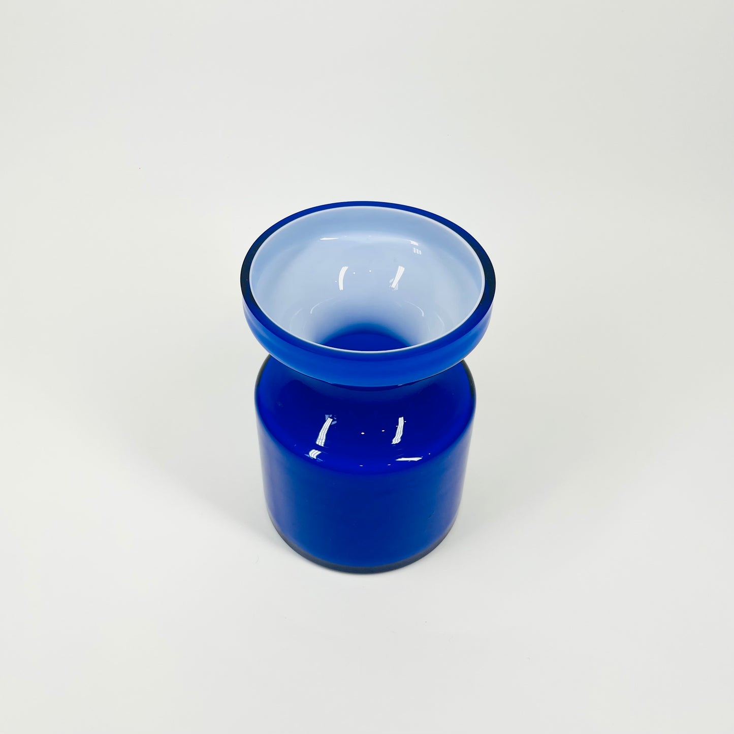 1960s SWEDISH ALSTERFORS CASED COBALT BLUE GLASS POSY VASE