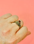 SILVER AMBER CABOCHON RING