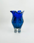 1960s POLISH ROYAL GALLEY COBALT BLUE OMBRE TWIST SOMMERSO GLASS VASE
