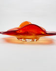 RED FLOWER GLASS BOWL/ASHTRAY