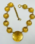1980s CHANEL ESTRUCAN STYLE LOGO MEDALLION NECKLACE