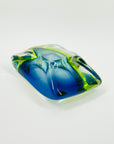 1940s GREEN COBALT BLUE SOMMERSO URANIUM GLASS BOWL