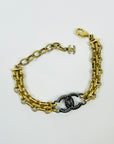 2020 LIMITED EDITION CHANEL CC TWO TONE DIAMANTE LOGO MESH CHAIN BRACELET