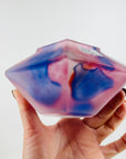 1980s SWEDISH PINK PURPLE SATIN GLASS BOWL BY MONICA BACKSTROM FOR KOSTA BODA