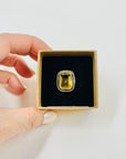 ANTIQUE SILVER RING WITH EMERALD CUT CITRINE