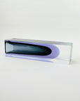 XL 1950s NEODYMIUM PURPLE GREY MURANO SOMMERSO FACETED GLASS BLOCK VASE