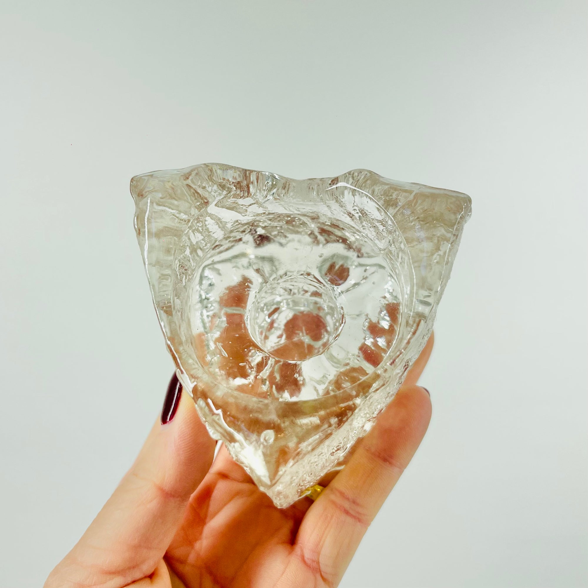 1960s PUKEBERG BARK GLASS CANDLE HOLDER