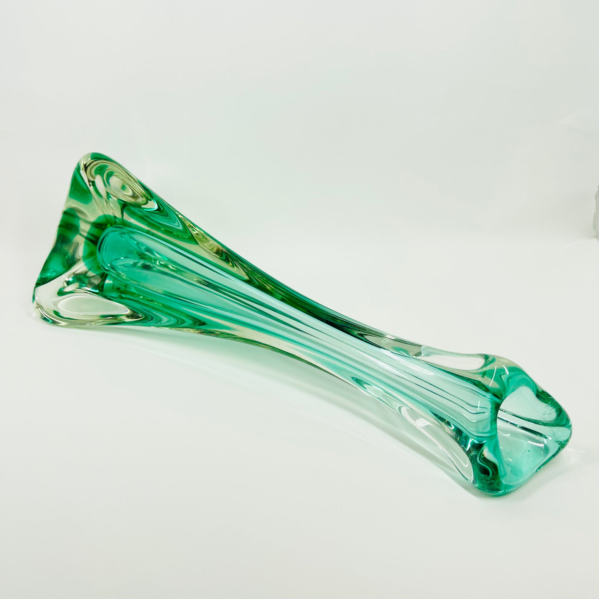 1950s MURANO TURQUOISE BLUE PAPERWEIGHT SWUNG GLASS VASE
