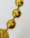1980s CHANEL ESTRUCAN STYLE LOGO MEDALLION NECKLACE