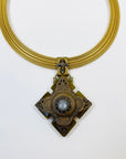1960s MESH NECKLACE WITH FLEUR DE LIS AGATE PENDANT
