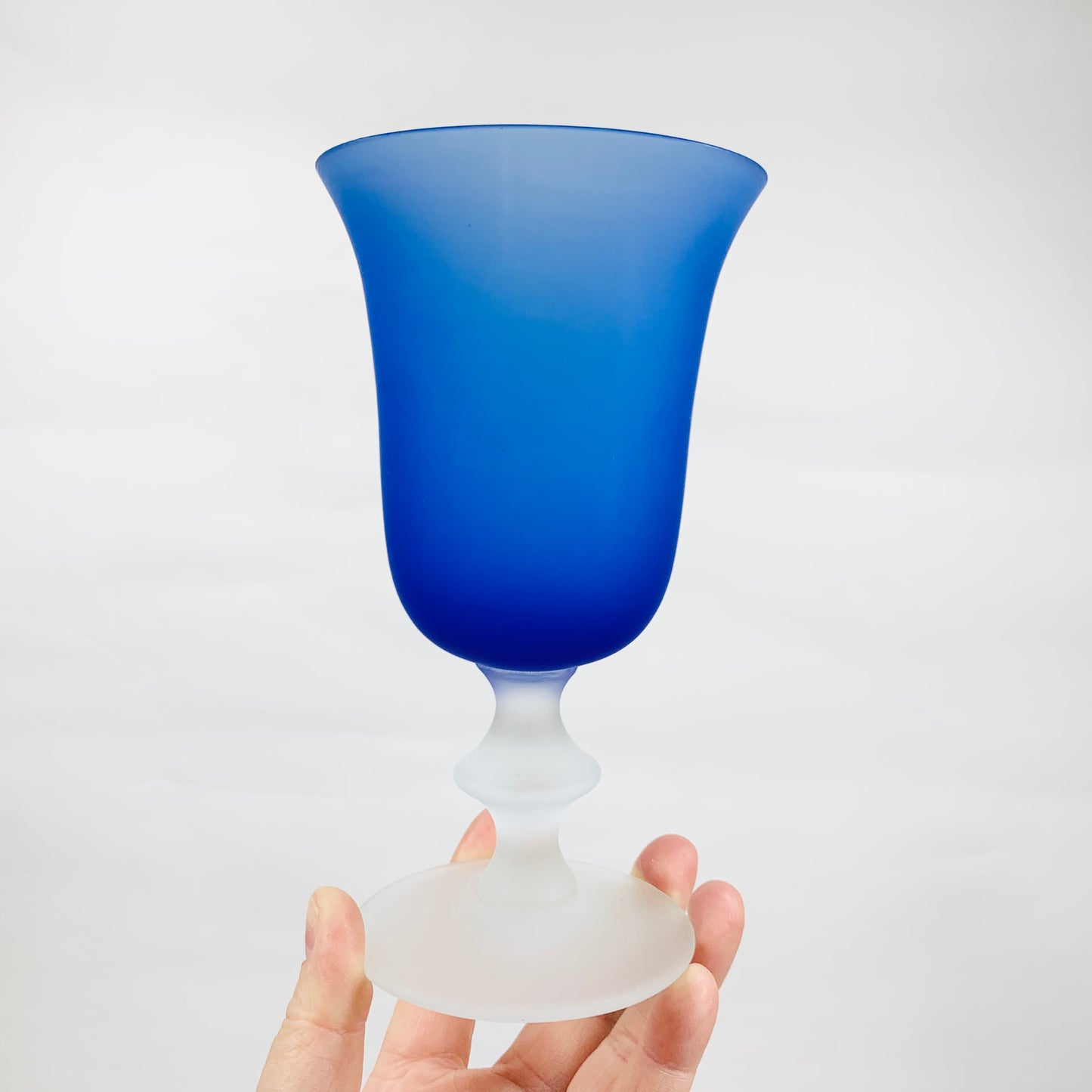 BLUE SATIN GLASS GOBLETS