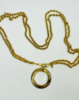 1980s CHANEL CC LOGO MEDALLION GLASS LOUPE PENDANT NECKLACE/BELT