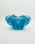 1950s LARGE ITALIAN MURANO TURQUOISE BLUE LATTICINO SOMMERSO STARBURST GLASS ASHTRAY/BOWL