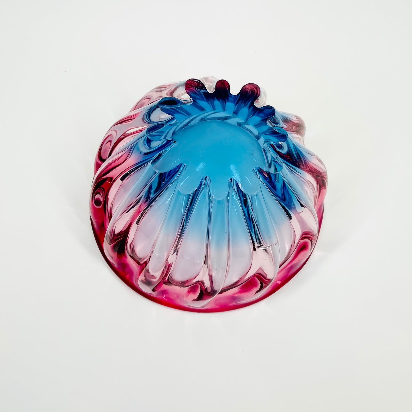 1950s JAPANESE HINERI PINK BLUE SOMMERSO GLASS BOWL