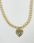 1950s GERMAN COSTUME PEARL NECKLACE WITH HEART PENDANT