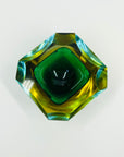 1950s FACETED MURANO GREEN BLUE GOLD GEODE BOWL