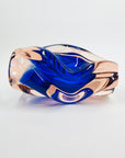 1960s CZECH PINK COBALT BLUE TWIST SOMMERSO GLASS POSY VASE BY JOSEF HOSPODKA