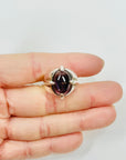 1950s DANISH SILVER RING WITH AMETHYST CABOCHON