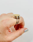 1950s DANISH SPINNER SILVER RING WITH MOHER OF PEARL AND ONYX