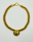 1980s CHANEL LOGO MEDALLION GOLD PLATED NECKLACE