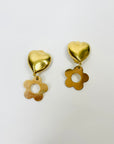 1970s GOLD PLATED FLOWER POWER CLIP ON EARRINGS