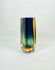 1960s MURANO GREEN QUAD SOMMERSO BLOCK GLASS MANDRUZZATO VASE