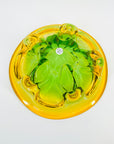 1960s ITALIAN MURANO GREEN GOLD SOMMERSO BULBOUS BASE GLASS BOWL
