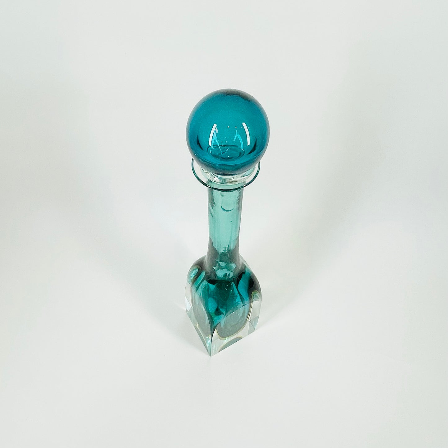 1950s MURANO GREEN BLUE YELLOW SOMMERSO GLASS DECANTER