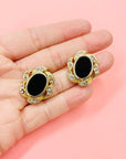 BLACK FILIGREE ENAMEL EARRINGS