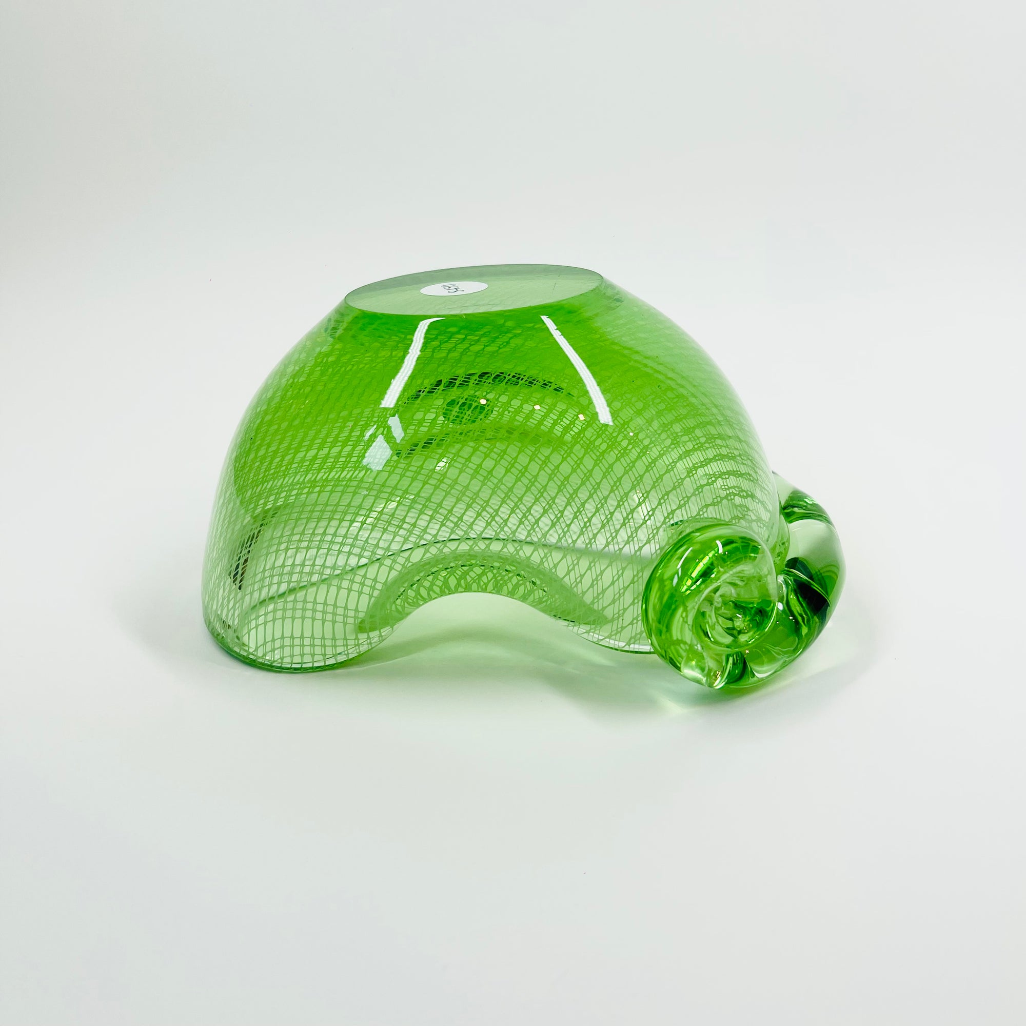 1950s ITALIAN MURANO GREEN LATTICINO SOMMERSO TREFOIL GLASS ASHTRAY