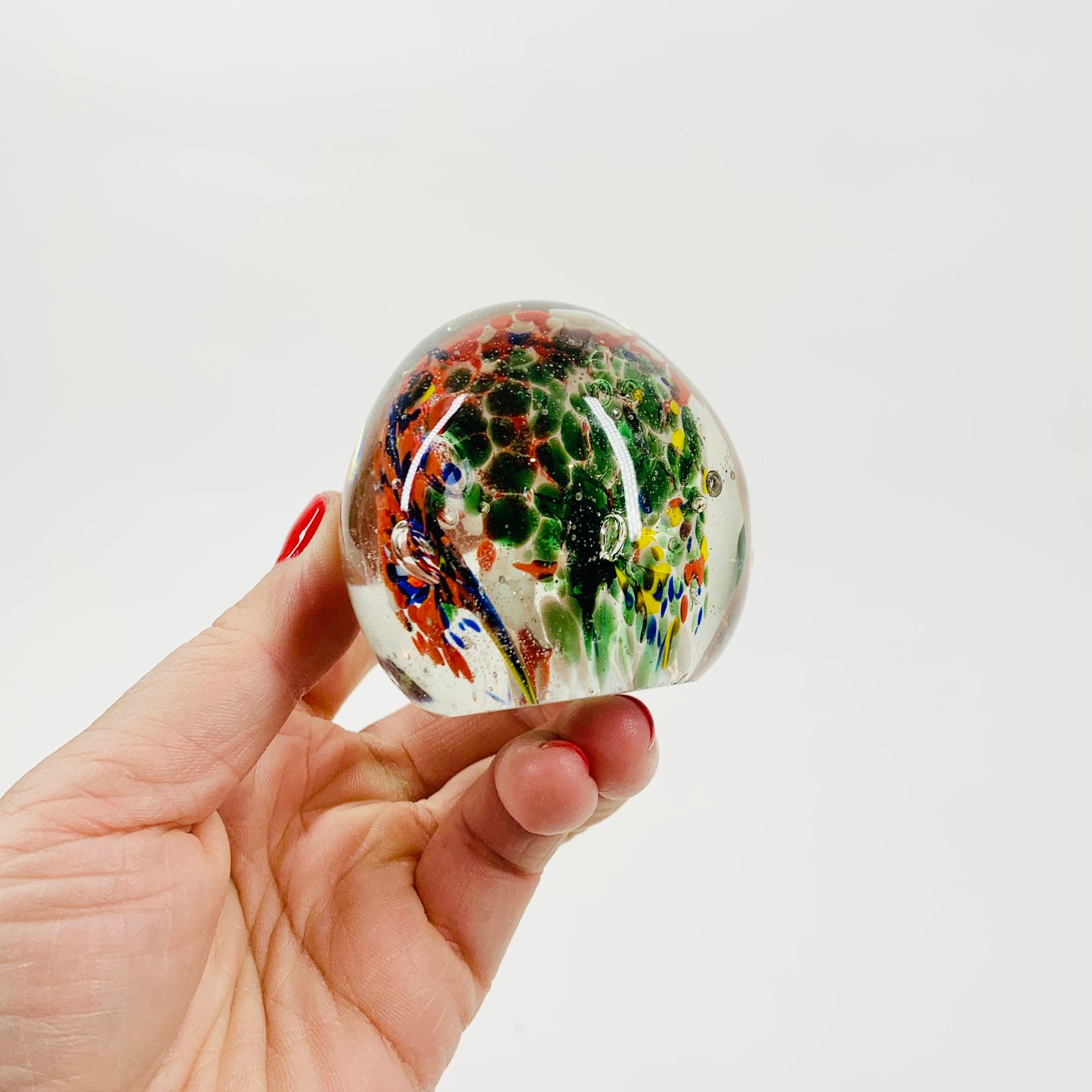 MCM MULTI SPATTER ART GLASS PAPERWEIGHT