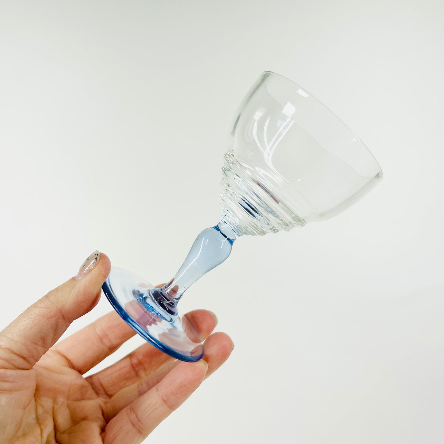 1940s BLUE STEM MINI COCKTAIL GLASSES