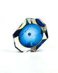 1950s MURANO MANDRUZZATO COBALT BLUE YELLOW SOMMERSO DIAMOND FACETED RECTANGULAR GLASS BOWL