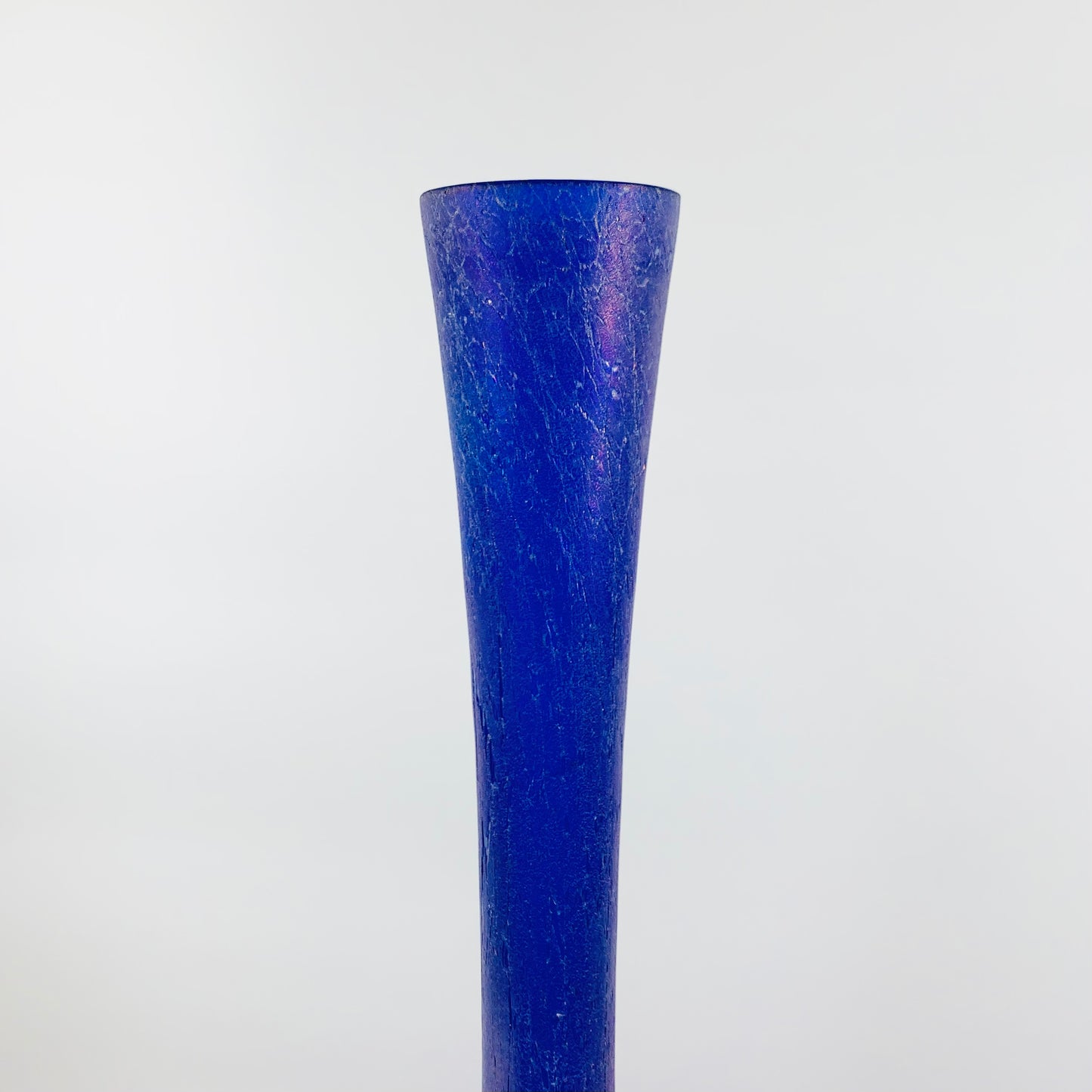 MCM BLUE OILSLICK CRACKLE GLASS LONG NECK VASE