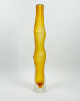 RETRO JAPANESE SATIN AMBER PRESSED GLASS BAMBOO VASE