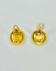 1980s CHANEL CC LOGO TEXTURED BUTTON CLIP ON EARRINGS