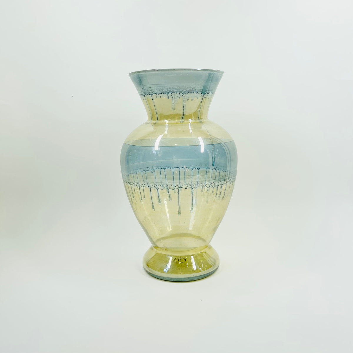 Simron Vase 1970s LARGE HAND DYED BLUE GOLD SIMRON GLASS VASE – GLASS ET CETERA