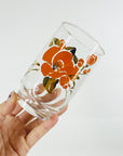 1970s LAMINATED ORANGE FLORAL GLASS TUMBLERS