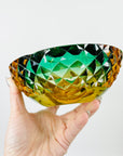 1920s GREEN GOLD AMBER MURANO MANDRUZZATO SOMMERSO FACETED GLASS BOWL/ASHTRAY