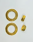 1980s CHANEL CC LARGE FILIGREE LOGO HOOPS CLIP ON EARRINGS
