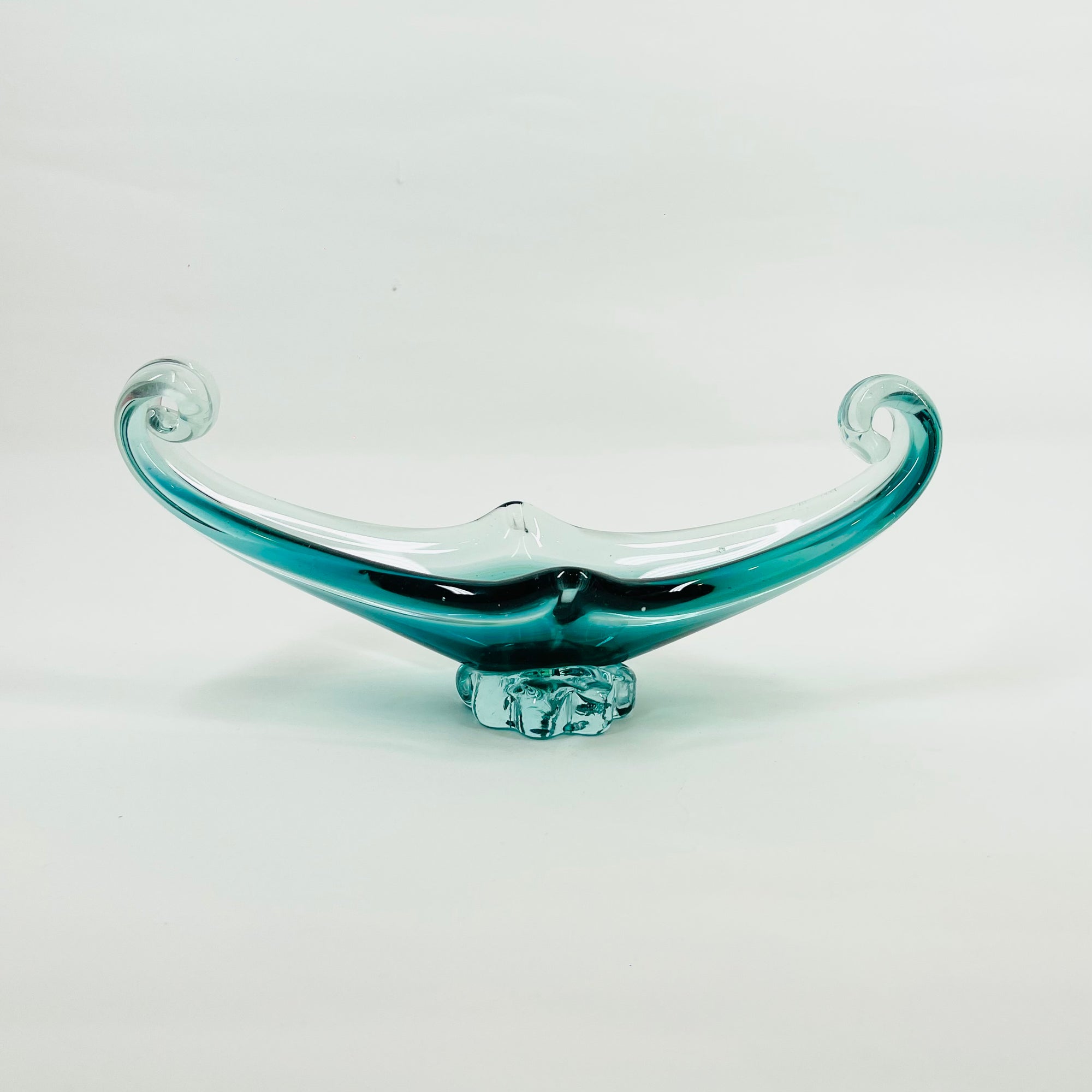 1950s MURANO TURQUOISE BLUE GLASS GONDOLA/ASHTRAY