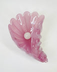 1950s PINK MURANO OPALINE GLASS SHELL BOWL WITH PEARL