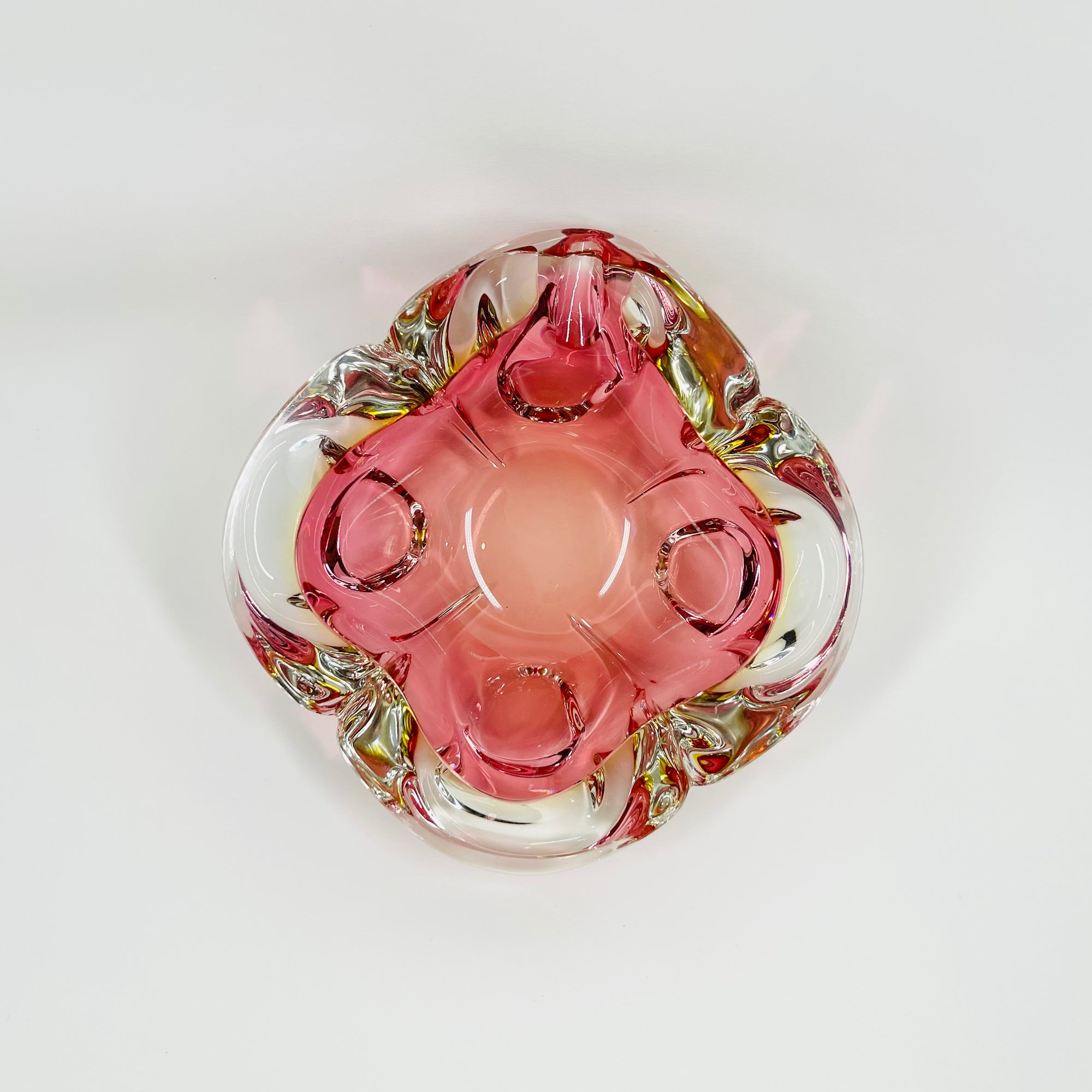 1950s MURANO PINK YELLOW SOMMERSO BOWL/ASHTRAY
