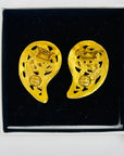 1995 CHANEL CC LOGO MARK PAISLEY DROP CLIP ON EARRINGS