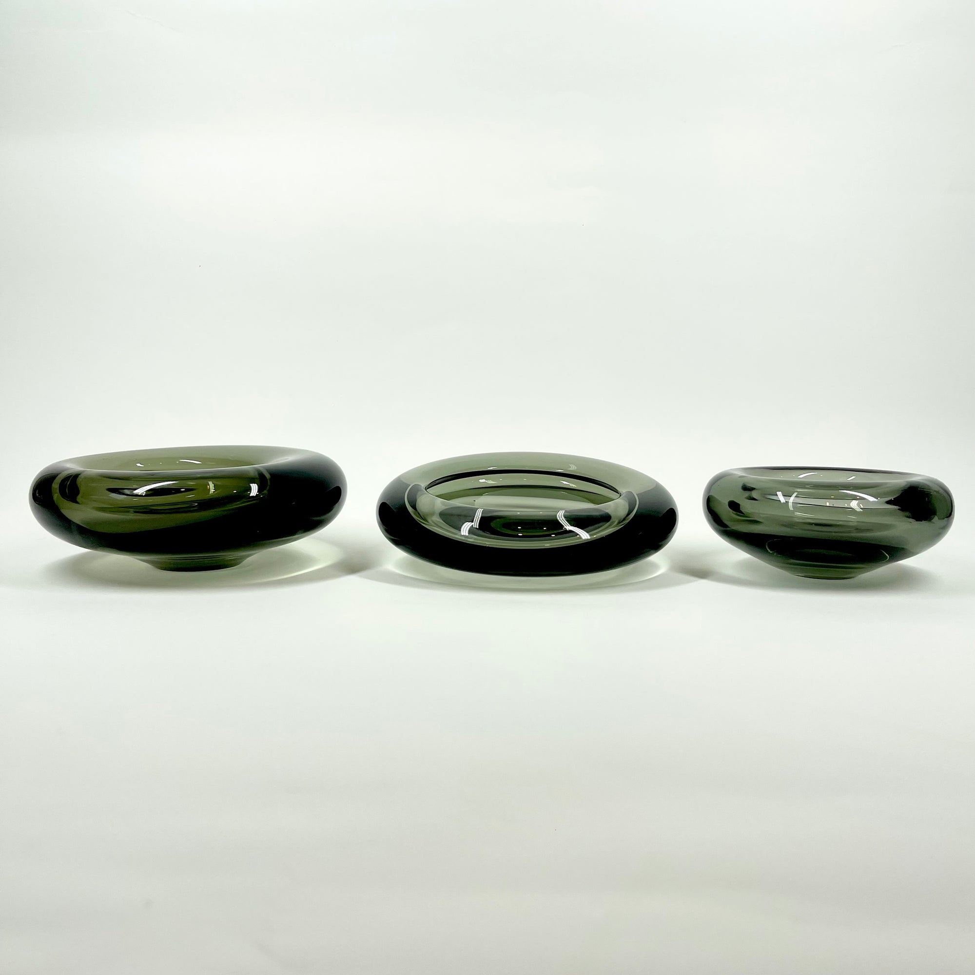 1960s HOLMEGAARD SIGNED GREY GLASS STONE BOWL BY PER LUTKEN