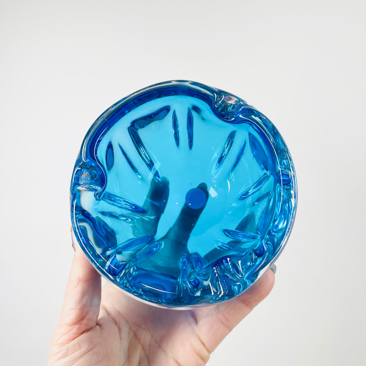 1950s TURQUOISE BLUE MURANO PINCHED BOWL